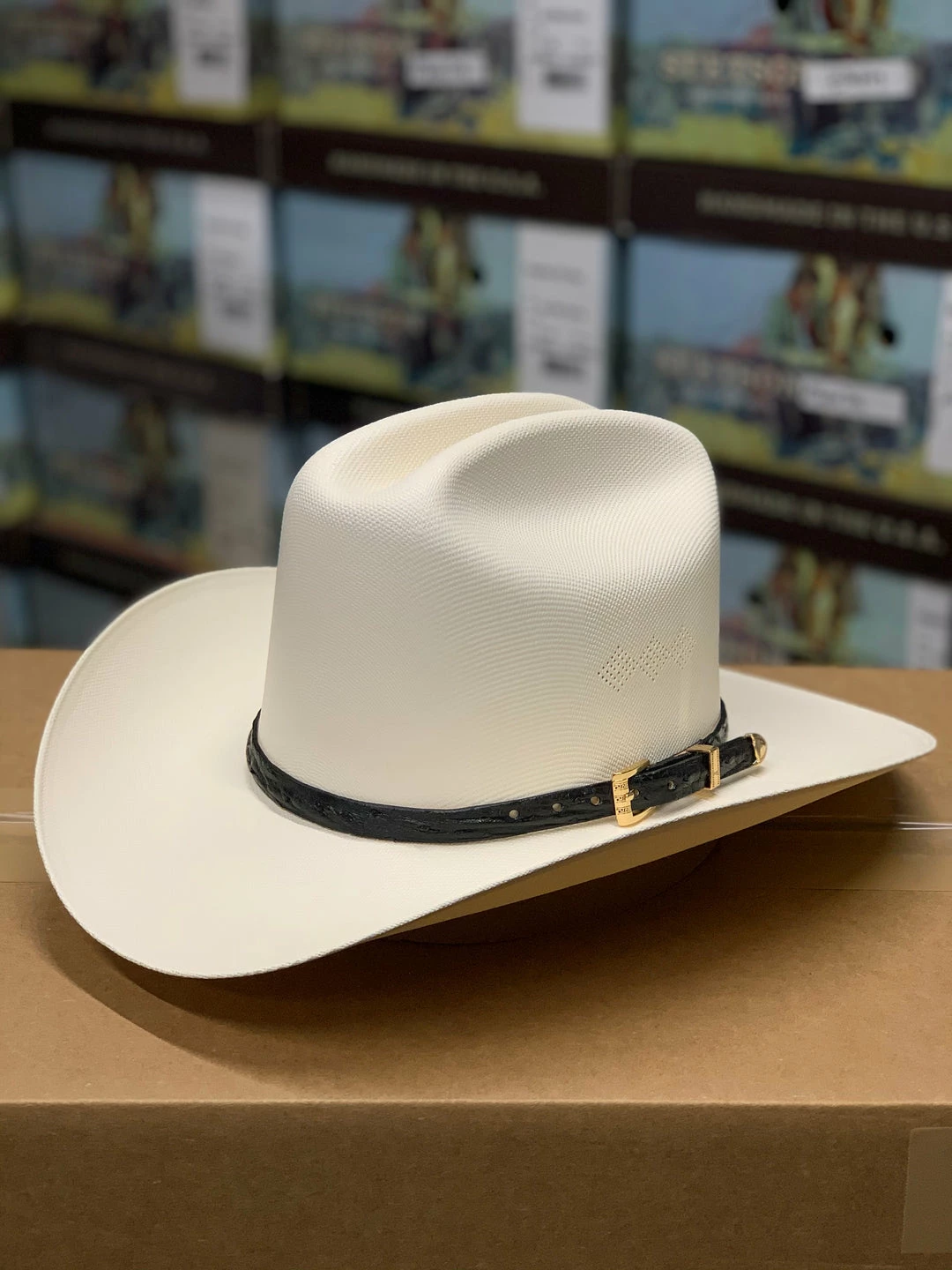 Guadalajara Western Wear Men Tombstone 1000x Johnson (Copa Alta) With Genuine Black Ostrich Leather Band 3 Guadalajara Western Wear Men Tombstone 1000x Johnson (Copa Alta) With Genuine Black Ostrich Leather Band