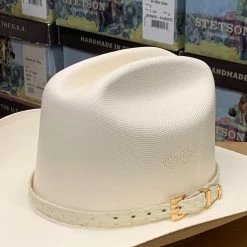 Guadalajara Western Wear Tombstone 1000x Johnson (Copa Alta) With Genuine Winter White Ostrich Leather Band Men