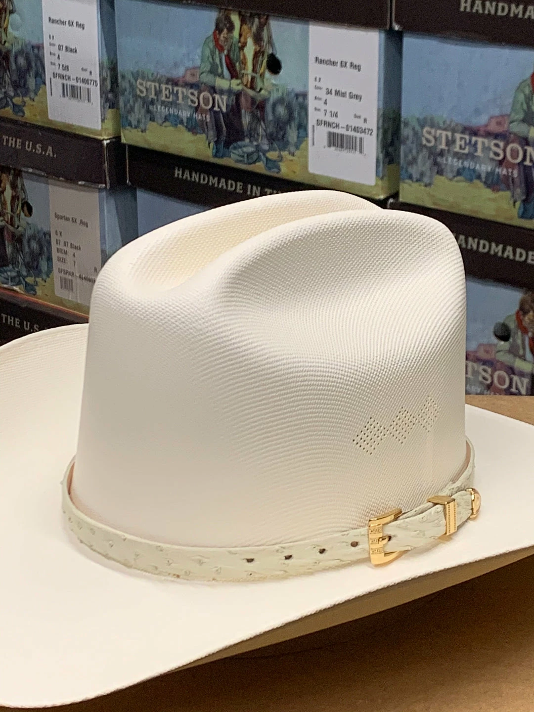 Guadalajara Western Wear Tombstone 1000x Johnson (Copa Alta) With Genuine Winter White Ostrich Leather Band Men 4 Guadalajara Western Wear Tombstone 1000x Johnson (Copa Alta) With Genuine Winter White Ostrich Leather Band Men