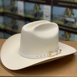 Guadalajara Western Wear Tombstone 1000x Johnson (Copa Alta) With Premium White Ostrich Leather Band Men