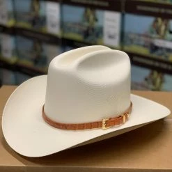 Guadalajara Western Wear Tombstone 1000x Johnson (Copa Alta) With Genuine Cognac Caiman Leather Band Men