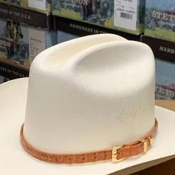 Guadalajara Western Wear Tombstone 1000x Johnson (Copa Alta) With Genuine Cognac Caiman Leather Band Men