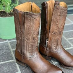 Guadalajara Western Wear Cuadra Brown Copenage Deer With Side Zipper Semi Oval Toe Cowboy Boots Men
