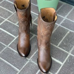 Guadalajara Western Wear Cuadra Brown Copenage Deer With Side Zipper Semi Oval Toe Cowboy Boots Men
