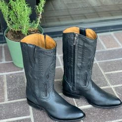Guadalajara Western Wear Cuadra Black Deer With Side Zipper Semi Oval Toe Cowboy Boots 11 Guadalajara Western Wear Cuadra Black Deer With Side Zipper Semi Oval Toe Cowboy Boots