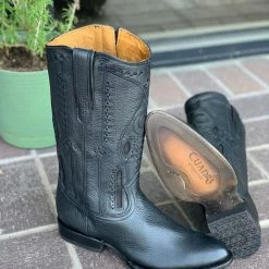 Guadalajara Western Wear Cuadra Black Deer With Side Zipper Semi Oval Toe Cowboy Boots 9 Guadalajara Western Wear Cuadra Black Deer With Side Zipper Semi Oval Toe Cowboy Boots