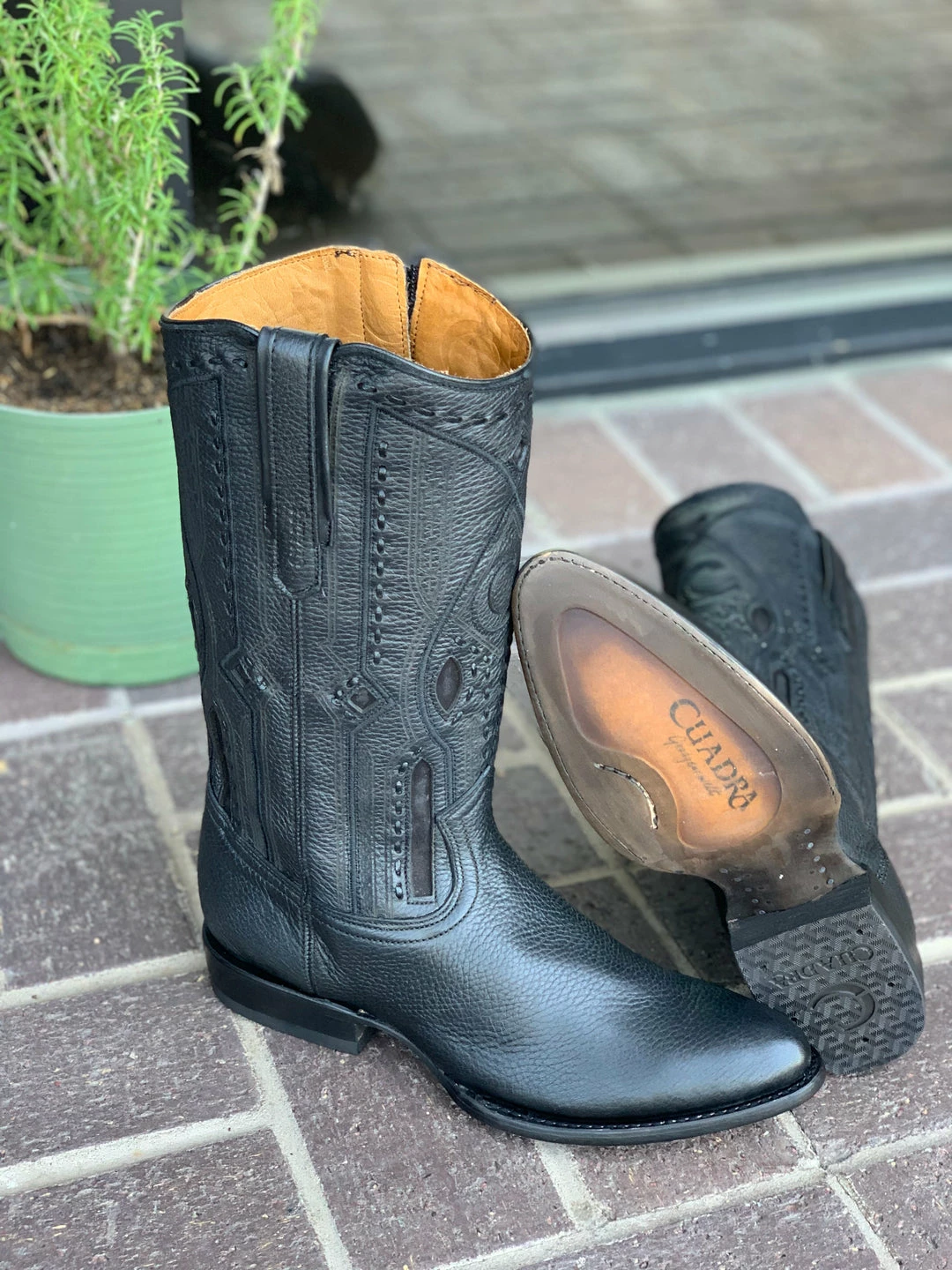 Guadalajara Western Wear Cuadra Black Deer With Side Zipper Semi Oval Toe Cowboy Boots 5 Guadalajara Western Wear Cuadra Black Deer With Side Zipper Semi Oval Toe Cowboy Boots