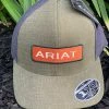 Guadalajara Western Wear Accessories Ariat Olive And Orange Logo Meshback Cap