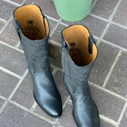 Guadalajara Western Wear Cuadra Black Deer With Side Zipper Semi Oval Toe Cowboy Boots