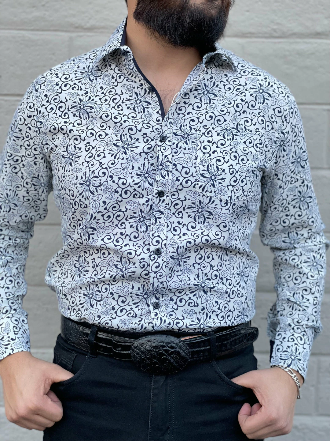 Guadalajara Western Wear Men's Italian Print Long Sleeve Shirt - B602 3 Guadalajara Western Wear Men's Italian Print Long Sleeve Shirt - B602