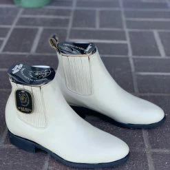 Guadalajara Western Wear Wild West Winter White Napa Leather Rubber Sole Botin Charro