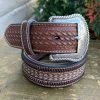 Guadalajara Western Wear Nocona Western Belt Mens Braided Inlay Basketweave Tooled