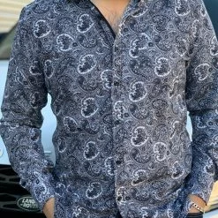 Guadalajara Western Wear Men's Italian Print Long Sleeve Shirt - B575