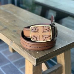 Guadalajara Western Wear Cuadra Pitbull Honey Modern Cross Leather Belt