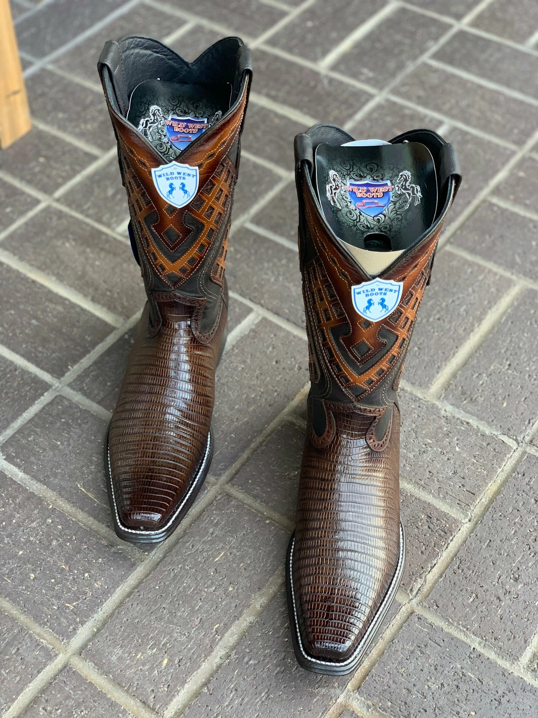 Guadalajara Western Wear Wild West Faded Brown Teju European Square Toe Cowboy Boots Men 5 Guadalajara Western Wear Wild West Faded Brown Teju European Square Toe Cowboy Boots Men