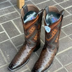 Guadalajara Western Wear Men Wild West Faded Brown Ostrich European Square Toe Cowboy Boots 9 Guadalajara Western Wear Men Wild West Faded Brown Ostrich European Square Toe Cowboy Boots
