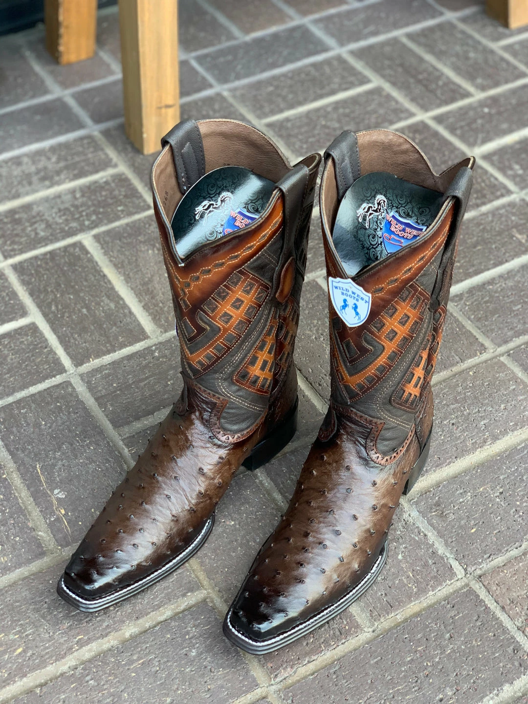Guadalajara Western Wear Men Wild West Faded Brown Ostrich European Square Toe Cowboy Boots 6 Guadalajara Western Wear Men Wild West Faded Brown Ostrich European Square Toe Cowboy Boots