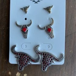 Guadalajara Western Wear Red Longhorn Cactus Set