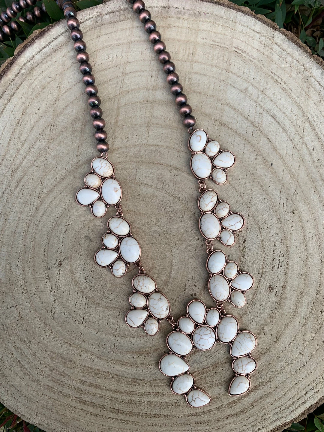 Guadalajara Western Wear Women White/ Bronze Long Necklace 3 Guadalajara Western Wear Women White/ Bronze Long Necklace