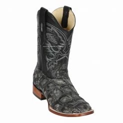 Guadalajara Western Wear Men Los Altos Rustic Black Piraruccu Wide Square Toe Cowboy Boots