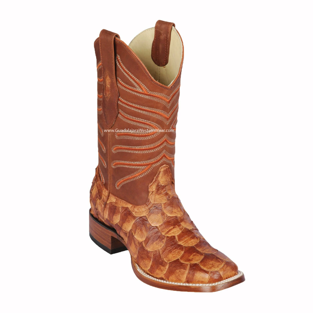 Guadalajara Western Wear Los Altos Cognac Matte Piraruccu Wide Square Toe Cowboy Boots Men 3 Guadalajara Western Wear Los Altos Cognac Matte Piraruccu Wide Square Toe Cowboy Boots Men