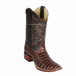 Guadalajara Western Wear Men Los Altos Porto Brown Caiman Belly Wide Square Toe Cowboy Boots