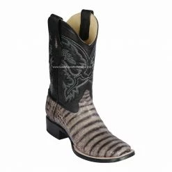 Guadalajara Western Wear Los Altos Porto Gray Caiman Belly Wide Square Toe Cowboy Boots Men