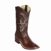 Guadalajara Western Wear Los Altos Brown Caiman Belly Wide Square Toe Cowboy Boots