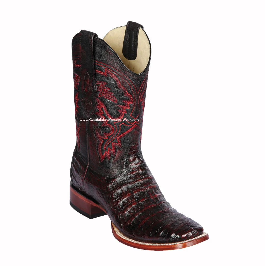Guadalajara Western Wear Los Altos Black Cherry Caiman Belly Wide Square Toe Cowboy Boots Men 3 Guadalajara Western Wear Los Altos Black Cherry Caiman Belly Wide Square Toe Cowboy Boots Men