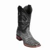Guadalajara Western Wear Los Altos Sahara Rustic Black Caiman Belly Wide Square Toe Cowboy Boots Men