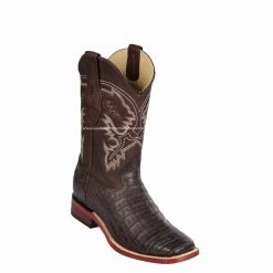 Guadalajara Western Wear Men Los Altos Brown Caiman Belly Wide Square Toe Cowboy Boots