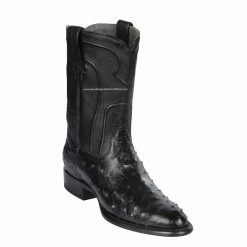Guadalajara Western Wear Men Los Altos Black Ostrich Roper Cowboy Boots
