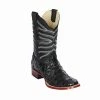 Guadalajara Western Wear Los Altos Glossy Black Piraruccu Wide Square Toe Cowboy Boots Men