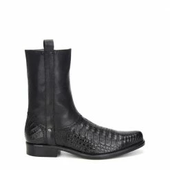 Guadalajara Western Wear Men Cuadra Botin De Caiman - Black