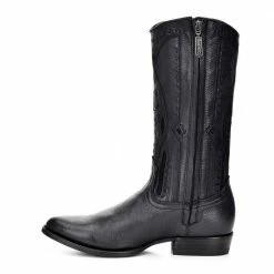 Guadalajara Western Wear Men Cuadra Semi Oval Bota De Venado - Black