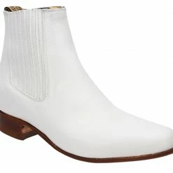 Guadalajara Western Wear White Diamond Piel Napa Botin Charro - Blanco