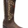 Guadalajara Western Wear White Diamond Brown Floral Square Toe Women Boot