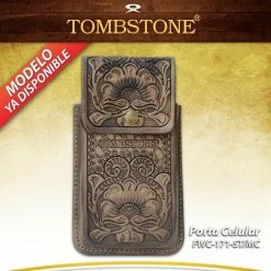 Guadalajara Western Wear Accessories Tombstone Leather Tooled Floral Cell Phone Case