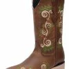 Guadalajara Western Wear White Diamond Brown Square Toe Women Boot 2 Guadalajara Western Wear White Diamond Brown Square Toe Women Boot