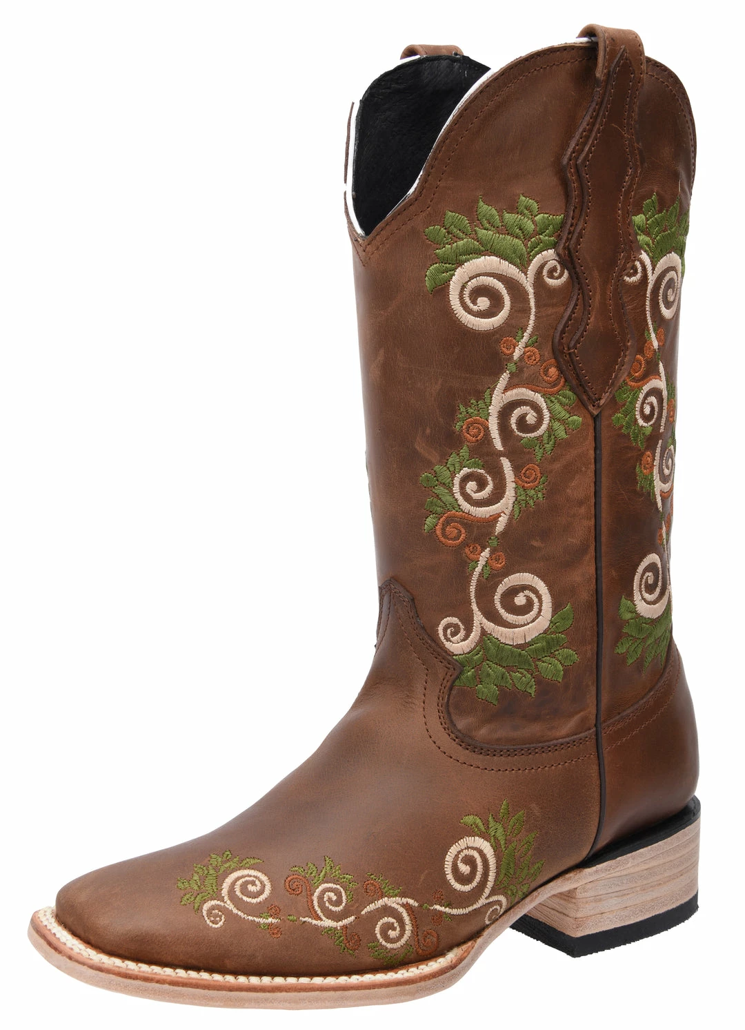Guadalajara Western Wear White Diamond Brown Square Toe Women Boot 3 Guadalajara Western Wear White Diamond Brown Square Toe Women Boot