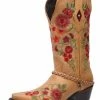 Guadalajara Western Wear White Diamond Honey/Red Floral Snip Toe Women Boot 1 Guadalajara Western Wear White Diamond Honey/Red Floral Snip Toe Women Boot