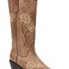 Guadalajara Western Wear White Diamond Light Brown Floral Snip Toe Women Boot 1 Guadalajara Western Wear White Diamond Light Brown Floral Snip Toe Women Boot