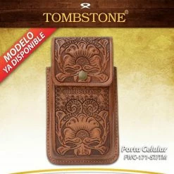 Guadalajara Western Wear Tombstone Leather Tooled Floral Cell Phone Case