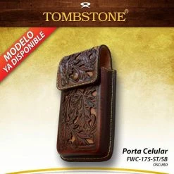 Guadalajara Western Wear Accessories Tombstone Leather Tooled Floral Cell Phone Case