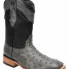 Guadalajara Western Wear White Diamond Avestruz Men's Square Toe Boots - Gray