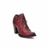Guadalajara Western Wear Women Cuadra Red Bovine Leather Floral Ankle Boot