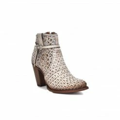 Guadalajara Western Wear Cuadra Snow Brown Bovine Leather Perforated Ankle Boot