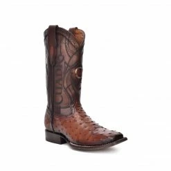 Guadalajara Western Wear Cuadra Men's Square Toe Ostrich Moroni Castaño Cowboy Boot