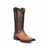 Guadalajara Western Wear Cuadra Men's Square Toe Ostrich Belly Flame Miel Cowboy Boot