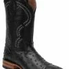 Guadalajara Western Wear White Diamond Ostrich Print Square Toe Men's Boots - Black